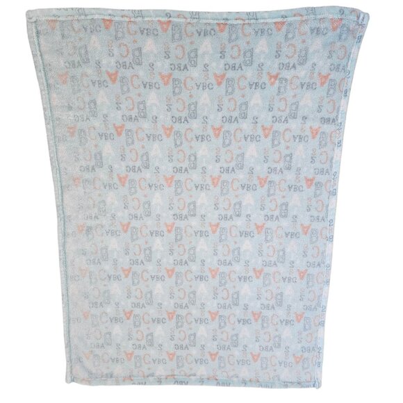 Baby Gear ABC 123 Letter Number Alphabet Plush Baby Blanket Blue Peach Gray - Picture 3 of 8